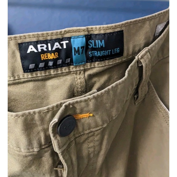 Ariat M7 Rebar Work Pants Relaxed Fit Carpenter Utility Khaki Size 36x32 - Picture 6 of 9